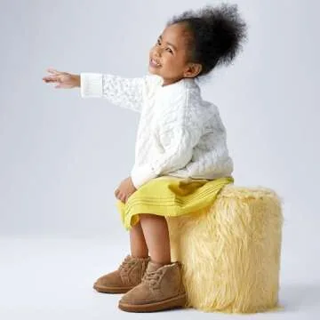 EasyStar Girls and Boys Winter Lace-Up Warm Fur Lining Ankle Boots with Side Zipper