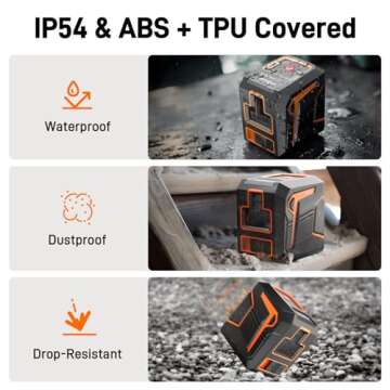 Laser Level 360 Self Leveling Red Line Laser Level Tool Wall Suction Stand Receiver 100ft Line Laser for Picture Hanging Outdoor Rechargeable Battery