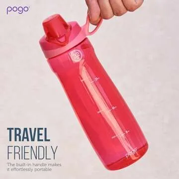 Pogo BPA-Free Tritan Plastic Water Bottle with Chug Lid, 32 Oz, Pink.