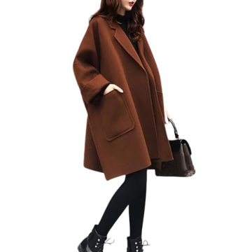 Chouyatou Women's Elegant Open Front Wool Overcoat