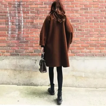 Chouyatou Women's Elegant Open Front Wool Overcoat