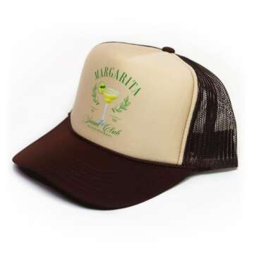 Margarita Social Club Trucker Hat | Margs Tequila Drinking Funny Cute Drinks | Premium Mesh Foam Trucker Hat for Men & Women (US, Alpha, One Size, Brown/Tan)