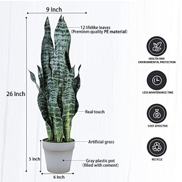 Lifelike 26" Artificial Snake Plant for Home & Office