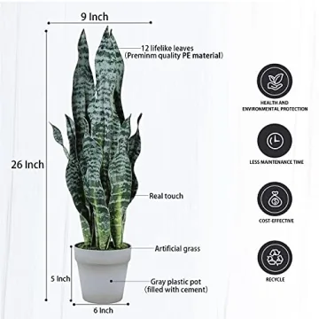 Lifelike 26" Artificial Snake Plant for Home & Office