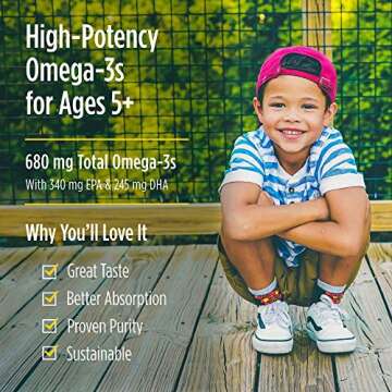 Nordic Naturals ProOmega Junior - Fish Oil, 340 mg EPA, 245 mg DHA, Support for Healthy Neurological, Nervous System, Eye, and Immune System Development*, Strawberry Flavor, 90 Soft Gels