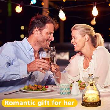 Aastin Angel Gifts for Women, Mom, Grandma, Preserved Real Rose in Glass Angel Figurine with LED Light, Rose Gifts on Mother's Day, Christmas, Birthday, Valentine's Day (White)