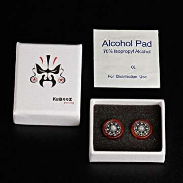 KUBOOZ(1 Pair Vintage Wood Opal Center Flower Ear Plugs Tunnels Gauges Stretcher Piercings (0g(8mm))