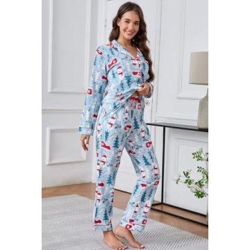 LUBOT Christmas Pajamas Set 100% Cotton Cozy Women PJs