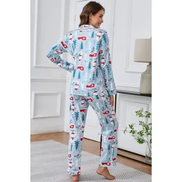 LUBOT Christmas Pajamas Set 100% Cotton Cozy Women PJs