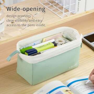 CICIMELON Wide-Open Pencil Case Big Capacity Pencil Pouch Portable Pen Bag School Supplies for Stude...