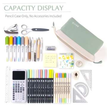 CICIMELON Wide-Open Pencil Case Big Capacity Pencil Pouch Portable Pen Bag School Supplies for Students Boys Girls, Green
