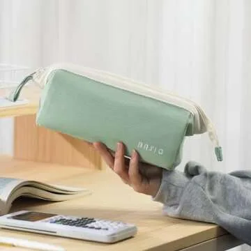 CICIMELON Wide-Open Pencil Case Big Capacity Pencil Pouch Portable Pen Bag School Supplies for Students Boys Girls, Green