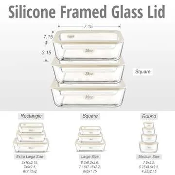 Urban Green Glass Food Storage Container Sets with Glass Lids, 3 Pack, Meal Prep Food Containers with Airtight Lids, Microwave Safe, Oven Safe, LeakProof, 100% Plastic Free, (White Color)