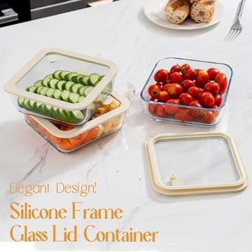 Urban Green Glass Food Storage Container Sets with Glass Lids, 3 Pack, Meal Prep Food Containers with Airtight Lids, Microwave Safe, Oven Safe, LeakProof, 100% Plastic Free, (White Color)