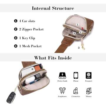 INICAT Travel Small Sling Bag Leather Crossbody Bags for Women Fanny Packs Cross Body Bag for Woman Cross Body Purses(Dark Brown)