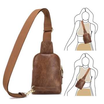 INICAT Travel Small Sling Bag Leather Crossbody Bags for Women Fanny Packs Cross Body Bag for Woman Cross Body Purses(Dark Brown)