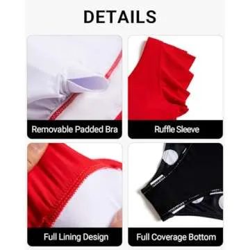Plus Size Two Piece Bikini Swimsuits - High Waisted Tummy Control Women Bathing Suits with Ruffle Sleeve Swimwear Red Dot 20 Plus