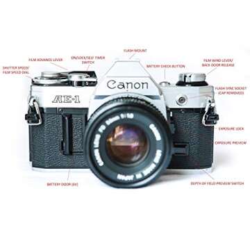 Capture Timeless Moments: Vintage Canon AE-1 35mm SLR Camera with 50mm 1:1.8 Lens (Renewed)
