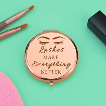 Lash Tech Gifts for Women Makeup Artist Gifts Funny Gifts Compact Makeup Mirror for Lash Girl Lash Artist Gift Esthetician Gifts Beautician Gift Folding Makeup Mirror Graduation Birthday Gifts