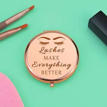 Lash Tech Gifts for Women Makeup Artist Gifts Funny Gifts Compact Makeup Mirror for Lash Girl Lash Artist Gift Esthetician Gifts Beautician Gift Folding Makeup Mirror Graduation Birthday Gifts