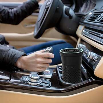 Wynd Essential Smart Personal Air Purifier - App Integrated, Dual Mode Air Cleaner - Ideal for Use Against Allergies, Asthma, COPD – Ideal for Home, Desk, Car, Travel – Black Matte