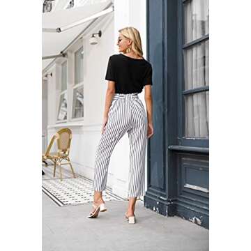 GRACE KARIN Women Striped High Waist Casual Pants