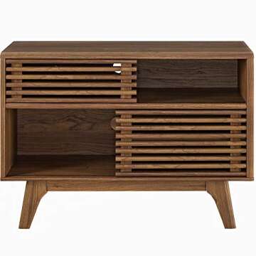 Modway Render Mid-Century Modern Two-Tier Display Stand in Walnut