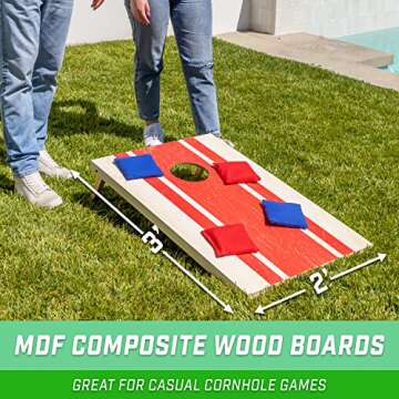 GoSports 3 x 2 ft Wood Design Cornhole Game Set - Includes Two 3 x 2 ft Boards, 8 Bean Bags, and Carry Case