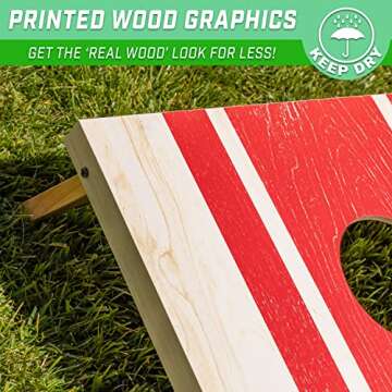 GoSports 3 x 2 ft Wood Design Cornhole Game Set - Includes Two 3 x 2 ft Boards, 8 Bean Bags, and Carry Case