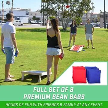 GoSports 3 x 2 ft Wood Design Cornhole Game Set - Includes Two 3 x 2 ft Boards, 8 Bean Bags, and Carry Case
