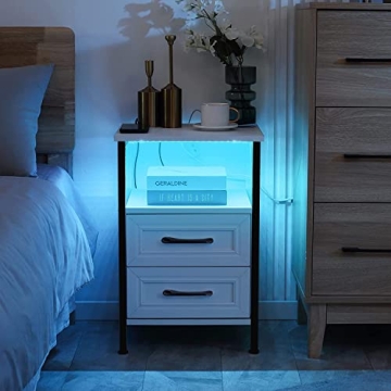 Stylish HOSEOKA Nightstands with USB Ports and RGB Lights
