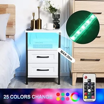 Stylish HOSEOKA Nightstands with USB Ports and RGB Lights