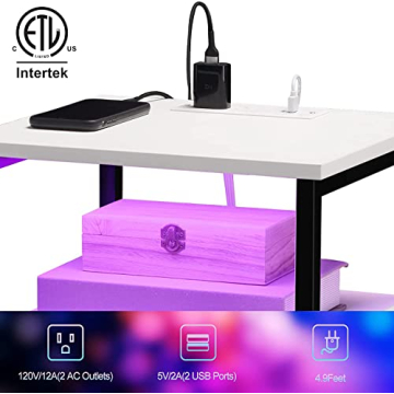 Stylish HOSEOKA Nightstands with USB Ports and RGB Lights