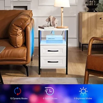 Stylish HOSEOKA Nightstands with USB Ports and RGB Lights