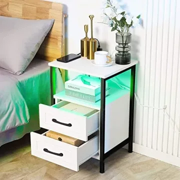 Stylish HOSEOKA Nightstands with USB Ports and RGB Lights
