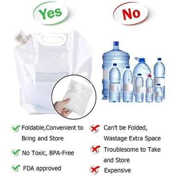 SUPANT 5 Litres(4PCS) Collapsible Water Jug Container, Freezable, 5.3 Gal BPA Free Plastic Water Carrier Tank, Outdoor Folding Water Bag for Sport Camping Riding Mountaineer, Food Grade