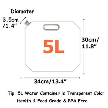 SUPANT 5 Litres(4PCS) Collapsible Water Jug Container, Freezable, 5.3 Gal BPA Free Plastic Water Carrier Tank, Outdoor Folding Water Bag for Sport Camping Riding Mountaineer, Food Grade