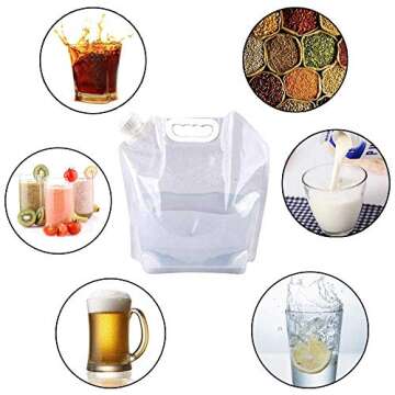SUPANT 5 Litres(4PCS) Collapsible Water Jug Container, Freezable, 5.3 Gal BPA Free Plastic Water Carrier Tank, Outdoor Folding Water Bag for Sport Camping Riding Mountaineer, Food Grade
