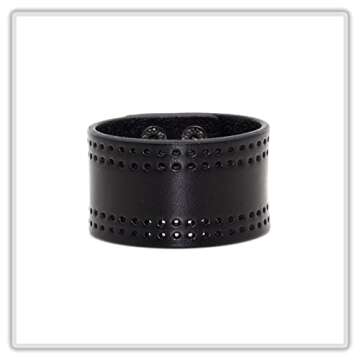Mgutillart Punk Vintage Alloy Buckle Wristband Hollow Out Wide Leather Cuff Bracelet