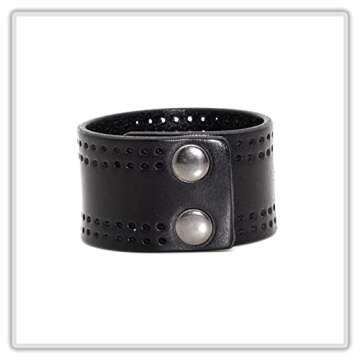 Mgutillart Punk Vintage Alloy Buckle Wristband Hollow Out Wide Leather Cuff Bracelet