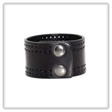 Mgutillart Punk Vintage Alloy Buckle Wristband Hollow Out Wide Leather Cuff Bracelet
