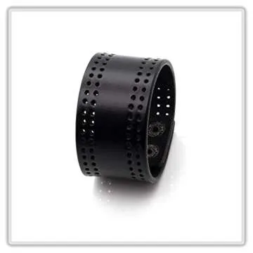 Mgutillart Punk Vintage Alloy Buckle Wristband Hollow Out Wide Leather Cuff Bracelet