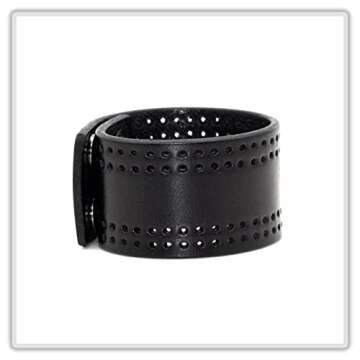 Mgutillart Punk Vintage Alloy Buckle Wristband Hollow Out Wide Leather Cuff Bracelet
