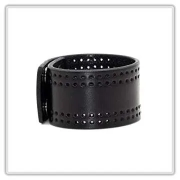 Mgutillart Punk Vintage Alloy Buckle Wristband Hollow Out Wide Leather Cuff Bracelet