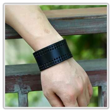 Mgutillart Punk Vintage Alloy Buckle Wristband Hollow Out Wide Leather Cuff Bracelet