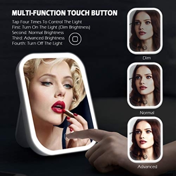 CERSLMO Lighted Makeup Mirror - Travel Friendly & Dimmable