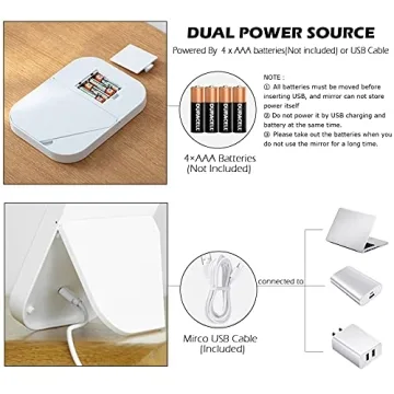 CERSLMO Lighted Makeup Mirror - Travel Friendly & Dimmable