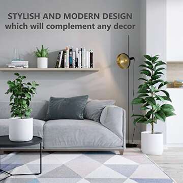 SHPROUT 6 inch (Small), 9 inch (Medium) and 12 inch (Large) - Set of 3 Ivory White Planters, Hand Glazed Ceramic Pots with Drainage Holes and Plug - Modern & Large Planters for Indoor Plants