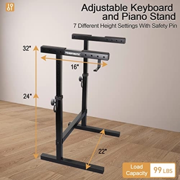 Vondynote Heavy Duty Adjustable Keyboard Stand with Hooks