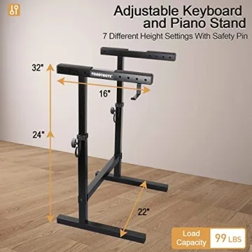 Vondynote Heavy Duty Adjustable Keyboard Stand with Hooks